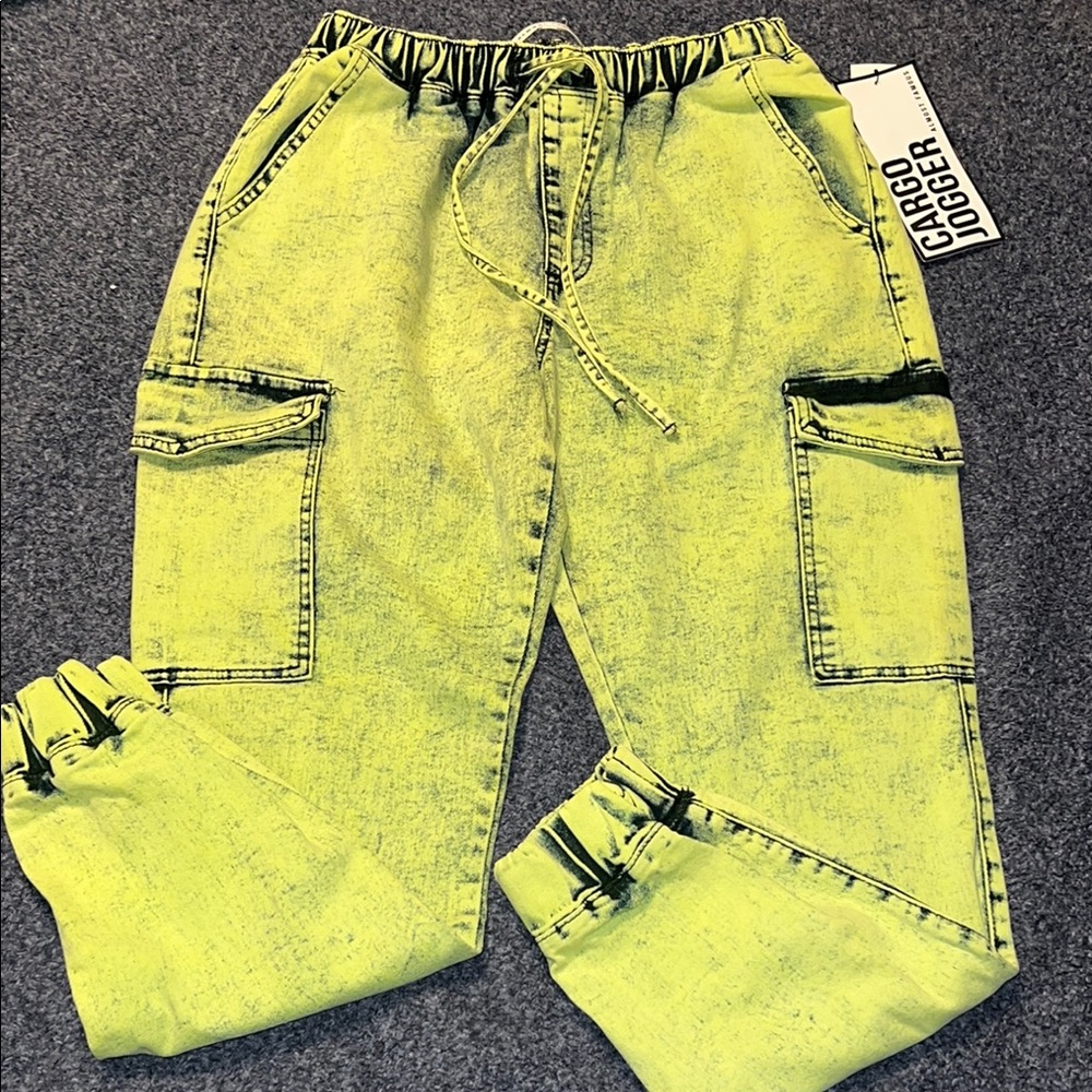 Cargo Yellow Jeggings Elastic Waistband